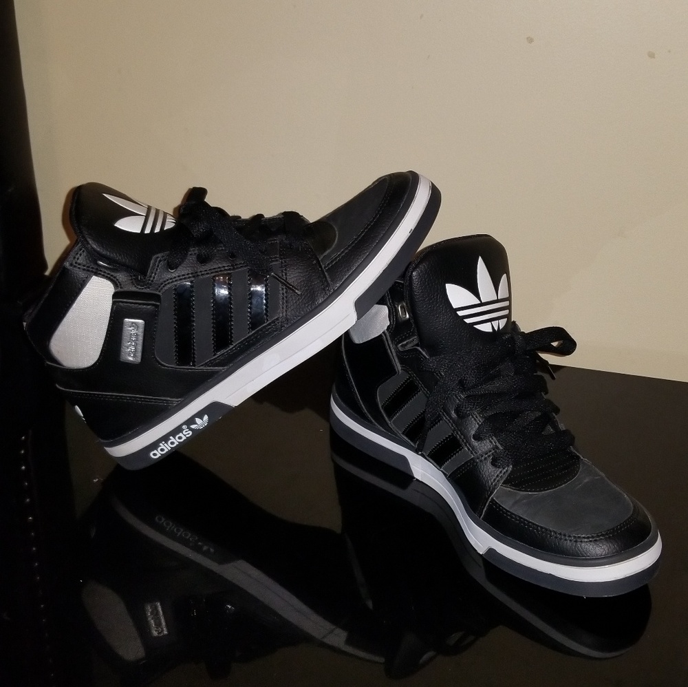 Adidas Black and White High Top Sneakers